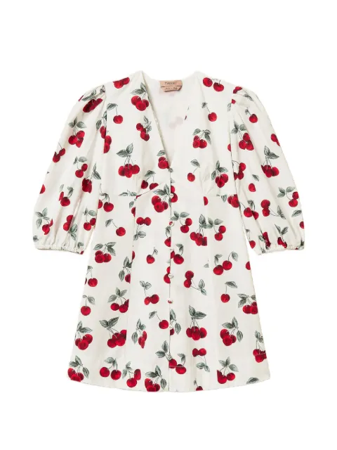 TWINSET short poplin dress with cherry print White 261TT2592