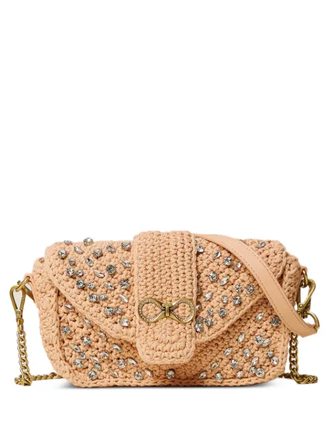 TWINSET crochet shoulder bag with rhinestones Pink 261TB7490