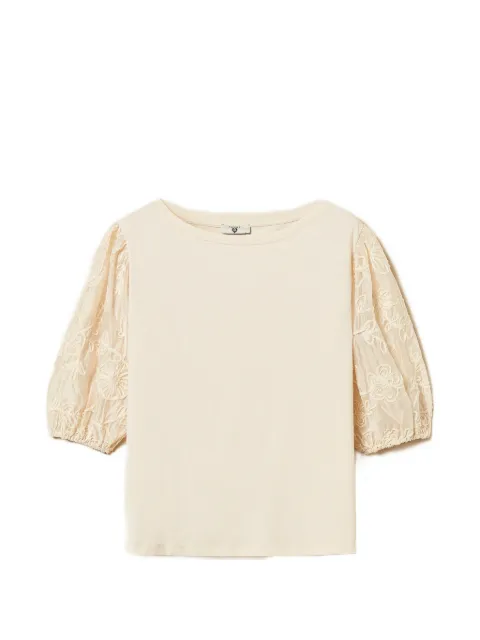 TWINSET blouse with embroidered sleeves Neutrals 261LB2PBB