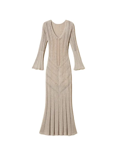 TWINSET long knit dress with lurex Neutrals 261TT3134