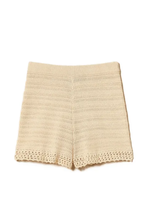 TWINSET knit shorts with crochet detail Neutrals 261TT3064