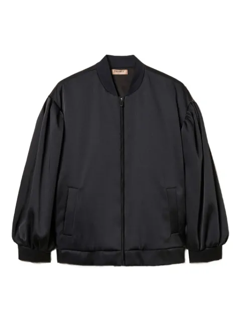 TWINSET duchesse bomber jacket with gathering Black 261TP2750