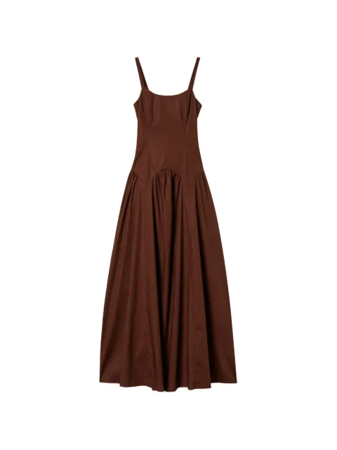 TWINSET long gathered poplin dress Brown 261TT2213