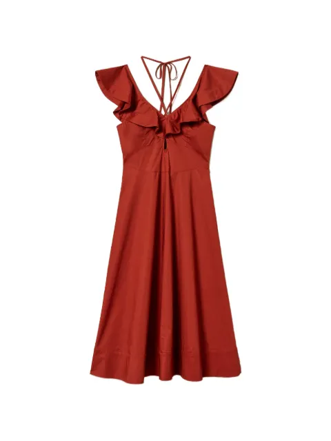 TWINSET poplin midi dress with ruffles Brown 261TT2212