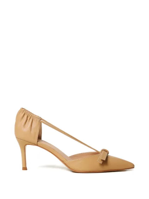 TWINSET leather court shoes with bow Neutrals 261TCP052