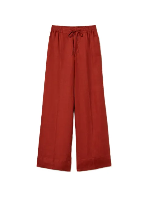 TWINSET linen trousers with embroidered logo Red 261TT2302