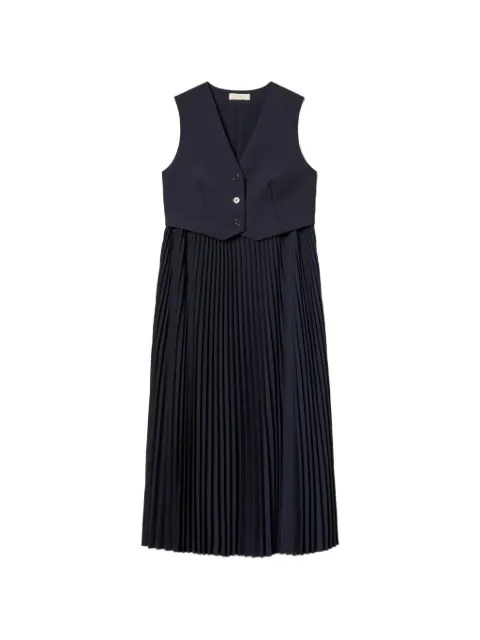 TWINSET long waistcoat-effect dress with pleats Blue 261TE2111