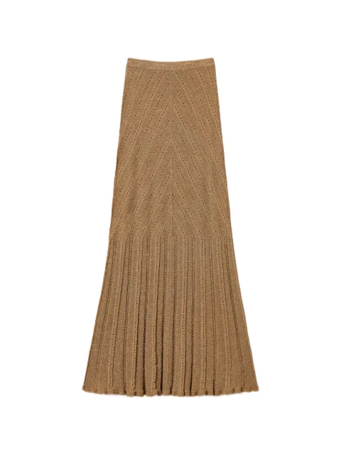 TWINSET long linen knit skirt with lurex Brown 261TT3211