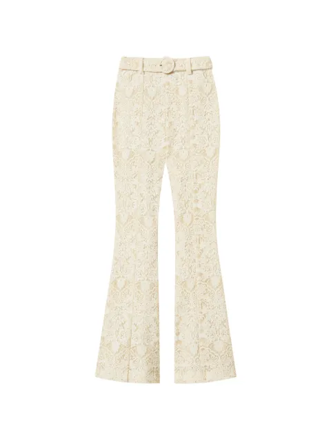 TWINSET flared lace trousers with belt Neutrals 261TT2314