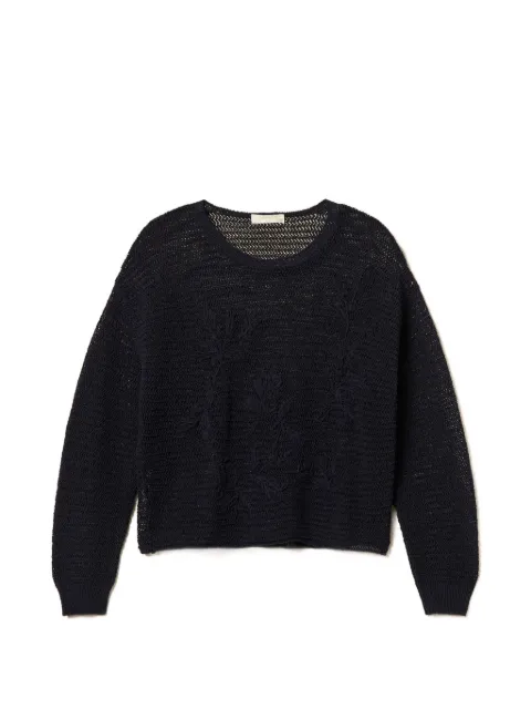 TWINSET mesh jumper with hand embroidered details Blue 261TE3020