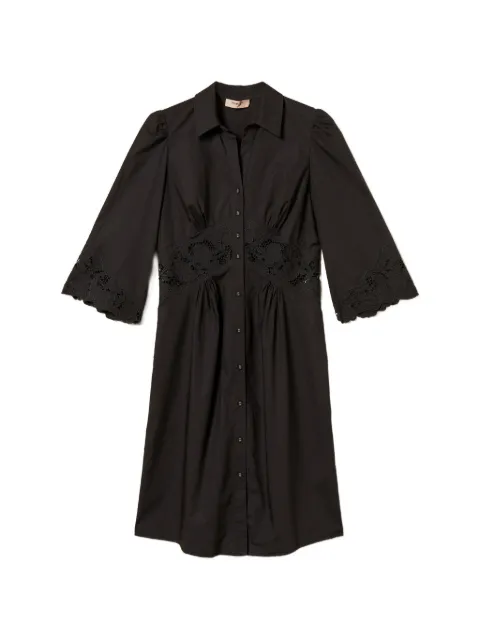 TWINSET midi poplin and broderie anglaise dress Black 261TT2034