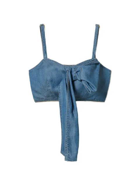 TWINSET denim top with bow Blue 261AT2050