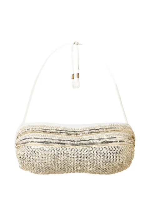 TWINSET bandeau bikini top with sequin embroidery Neutrals 261LBMG11