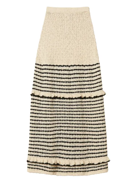TWINSET long striped skirt with ruffles Neutrals 261LB3HDD
