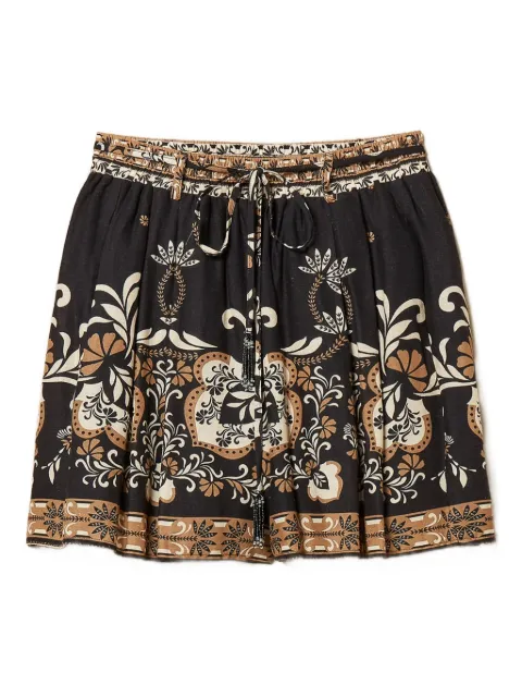 TWINSET linen blend printed shorts Black 261LB2NBB