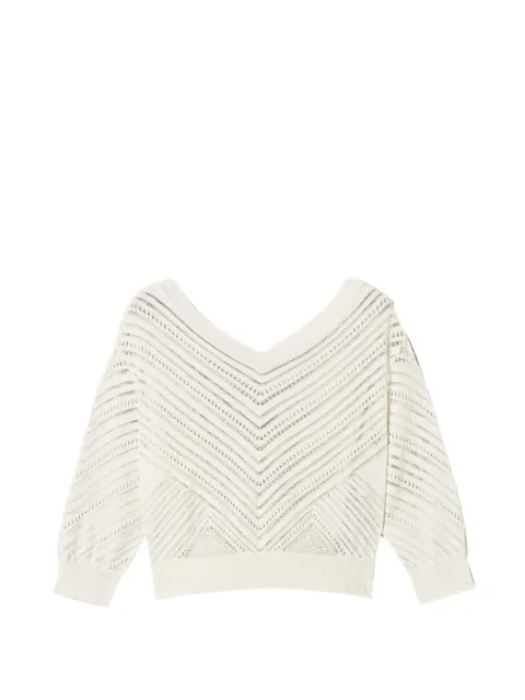 TWINSET V-neck pointelle-knit sweater White 261AT3040