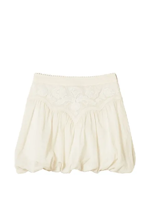 TWINSET ramie mini skirt with embroidery Neutrals 261TT2293