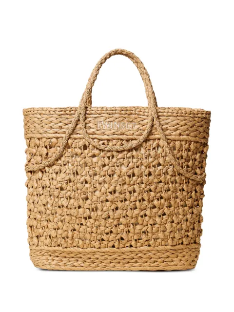 TWINSET crochet raffia shopper bag Neutrals 261TD8580
