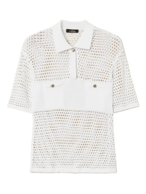 TWINSET mesh knit polo jumper White 261AP3033