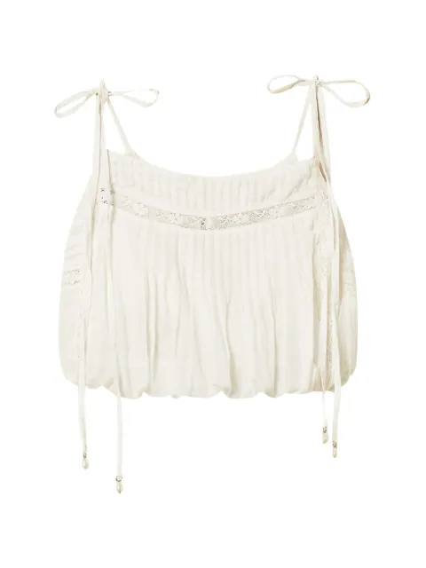 TWINSET cropped muslin top with lace White 261LM2HAA