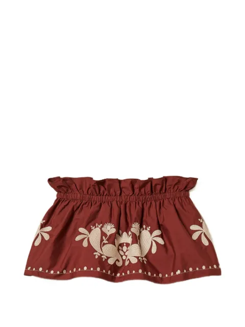 TWINSET poplin off-shoulder top with embroidery Red 261AT2042