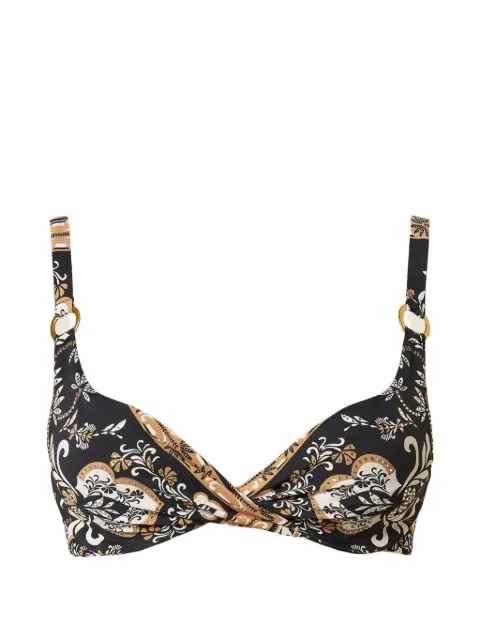 TWINSET underwired bikini top with print and rhinestones Black 261LBMQ55