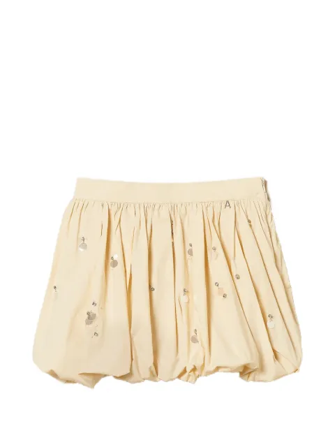 TWINSET poplin balloon miniskirt with embroidery Neutrals 261AT2012