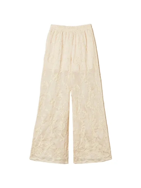 TWINSET Muslin trousers with Cornely embroidery Neutrals 261LB2UCC