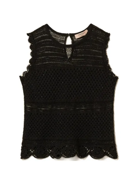 TWINSET knit top with rhinestones Black 261TT3172