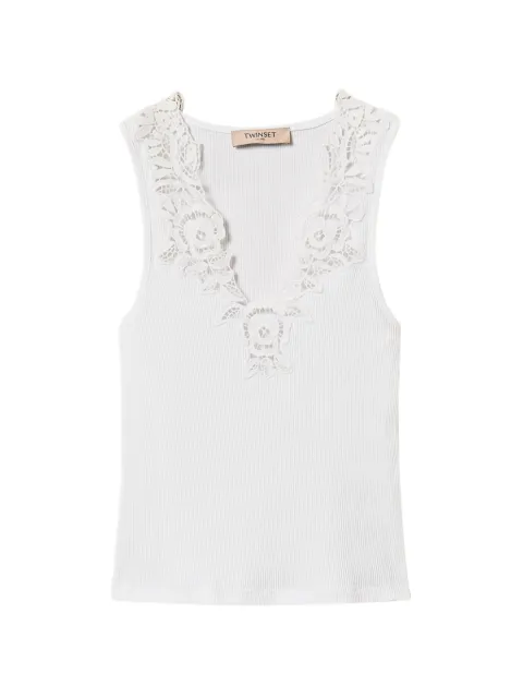 TWINSET ribbed top with lace White 261TT2360