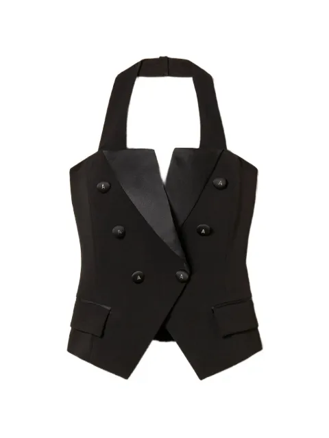 TWINSET Cady waistcoat with logo buttons Black 261AP2276