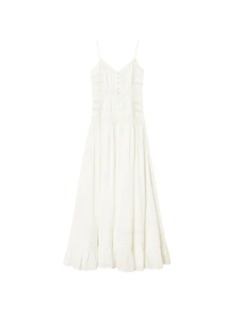 TWINSET long muslin dress with lace and ruffles White 261LM2HGG