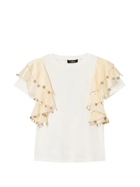 TWINSET regular T-shirt with voile sleeves White 261AT2210