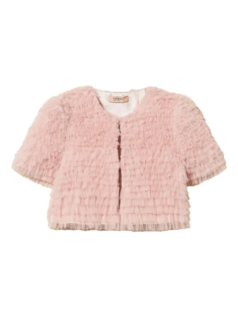 TWINSET cropped tulle ruffle jacket Pink 261TP2573