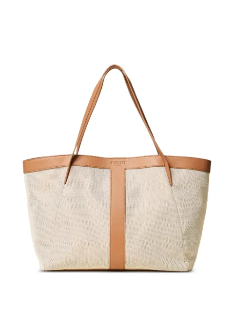TWINSET canvas and leather shopper bag Neutrals 261TD8530