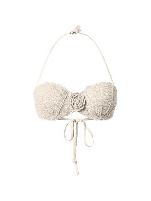 TWINSET crochet bikini top and brazilian bottoms Neutrals 261LMME12