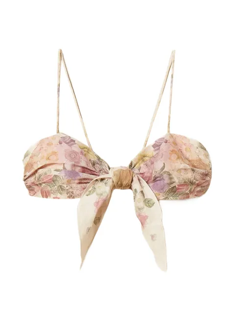 TWINSET linen floral bralette top Neutrals 261TT2564
