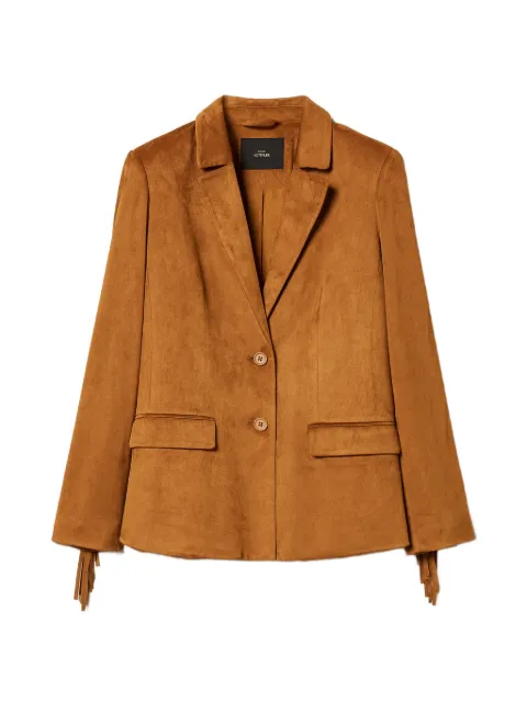 TWINSET faux-suede blazer with fringes Brown 261AP2331