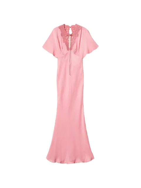 TWINSET long envers satin dress with embroidery Pink 261TP212B