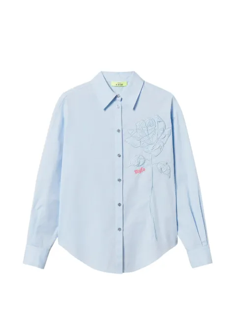 TWINSET x Myfo shirt with embroidered rose Blue 261AQ2030