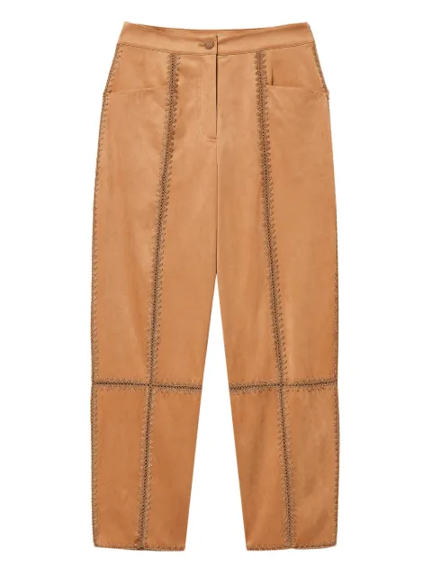 TWINSET suede trousers with embroidery Brown 261LB2MBB