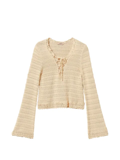 TWINSET jumper with crochet detail and ties Neutrals 261TT3062