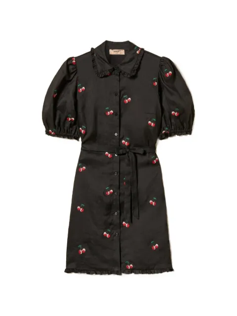 TWINSET short ramie dress with embroidery Black 261TT2422