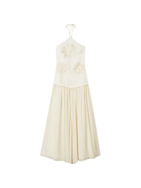 TWINSET long linen blend and georgette dress Neutrals 261LM2MDD
