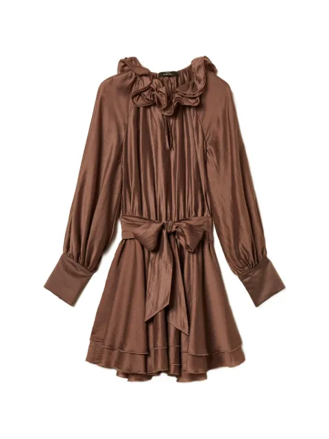 TWINSET short voile dress with ruffles Brown 261AP2181