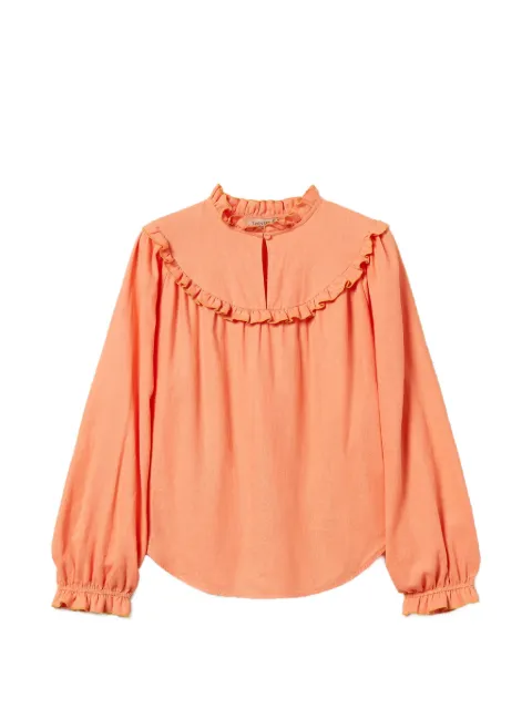TWINSET linen blend blouse with ruffles Orange 261TF2025