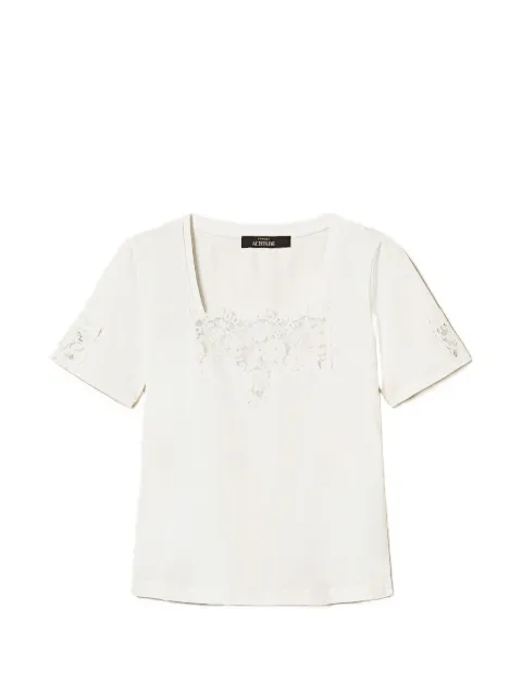 TWINSET T-shirt with lace inlay White 261AP2310