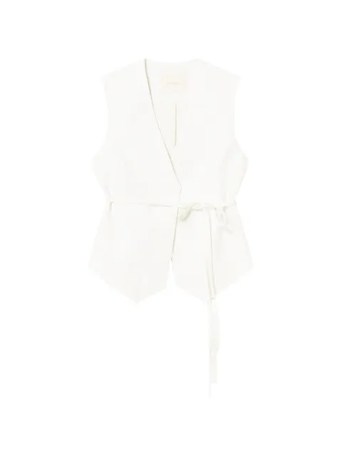 TWINSET embroidered waistcoat with belt White 261TE2021