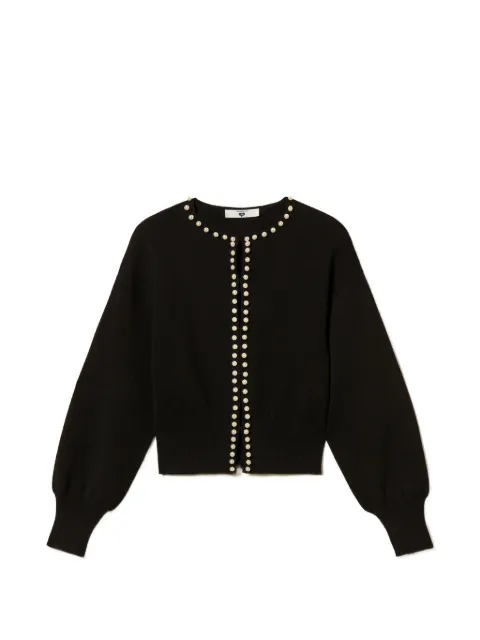 TWINSET cardigan with pearl embroidery Black 261LL3CBB