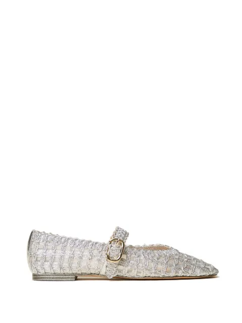 TWINSET ballet flats with strap and embroidery Silver 261TGT074